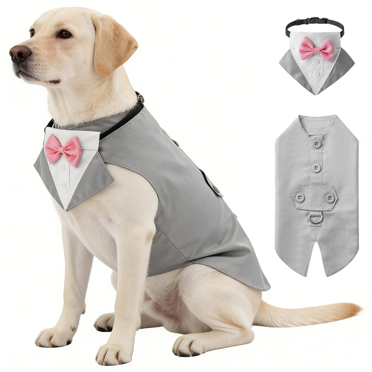 Dog Tuxedo Collar & Bandana Set | Holiday Gear Collection | Wedding Formal Outfit