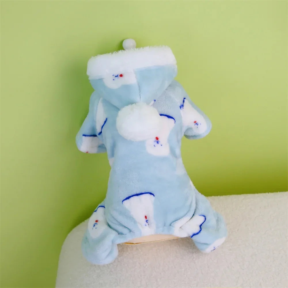 Hooded Fleece Puppy Pajamas Warm Jumpsuit for Small Dogs