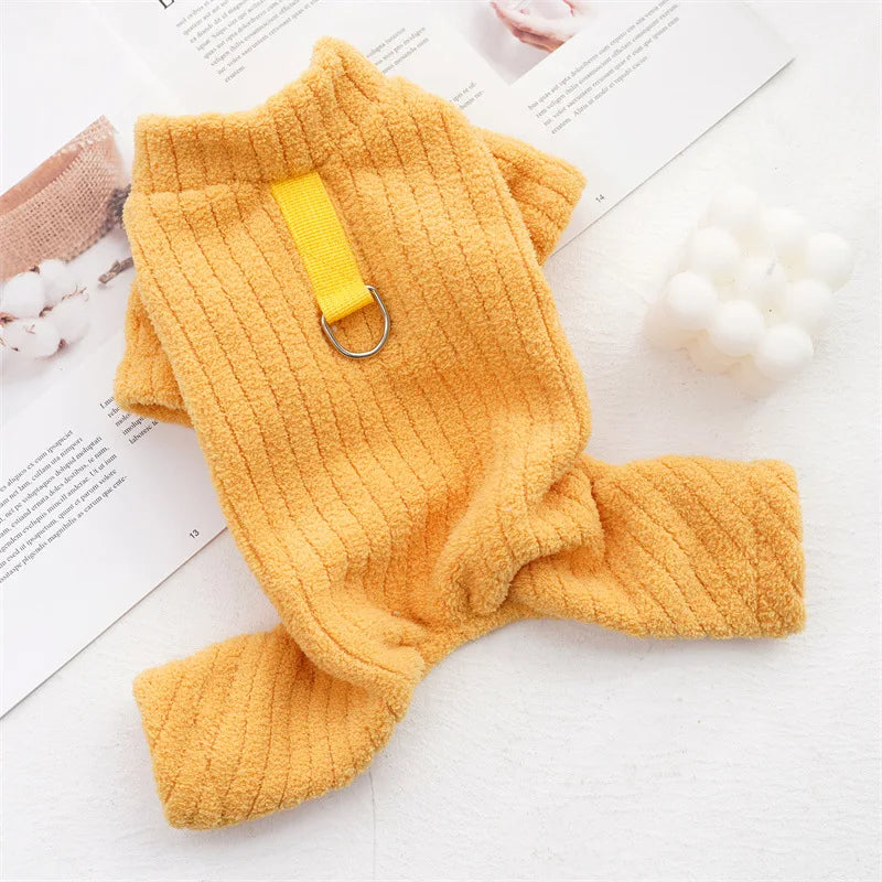 Winter Fleece Pajama Jumpsuit for Small to Medium Dogs