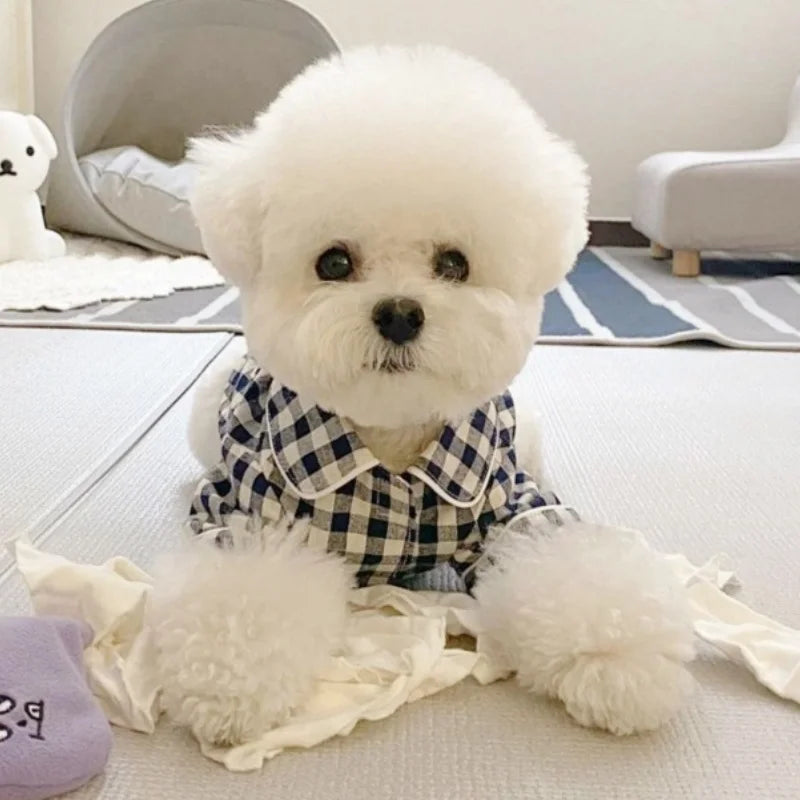 Soft Plaid Pajama Shirt for Small Dogs