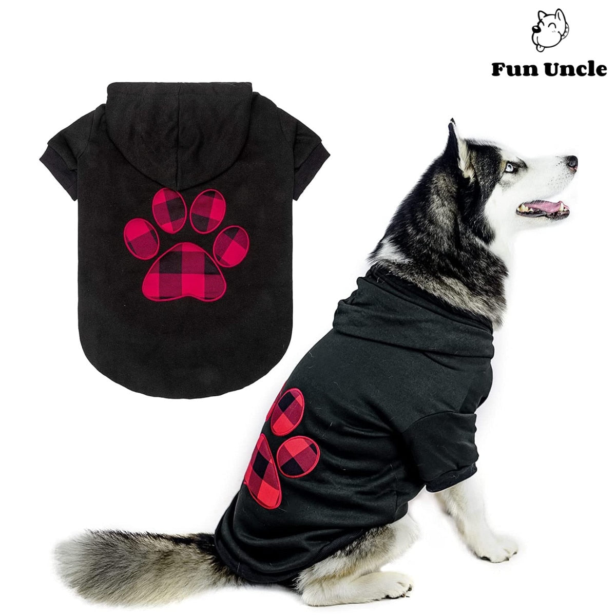 Hoodie black with plaId patch