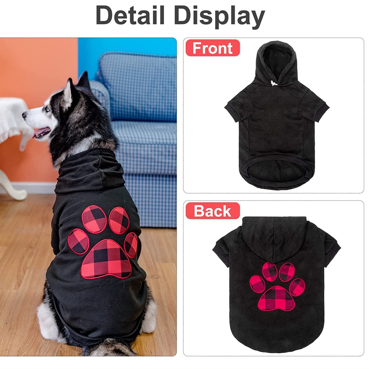 Hoodie black with plaId patch