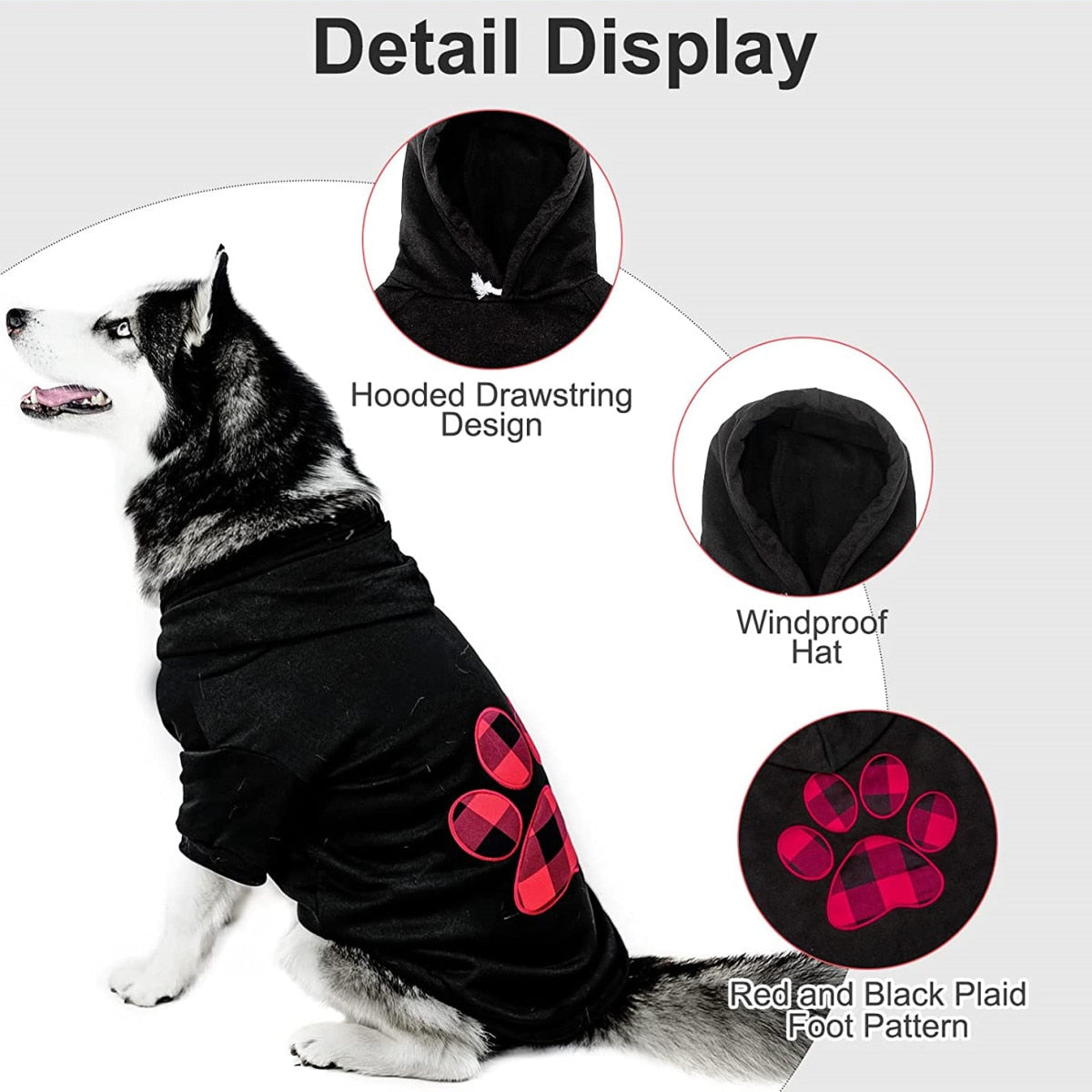 Hoodie black with plaId patch