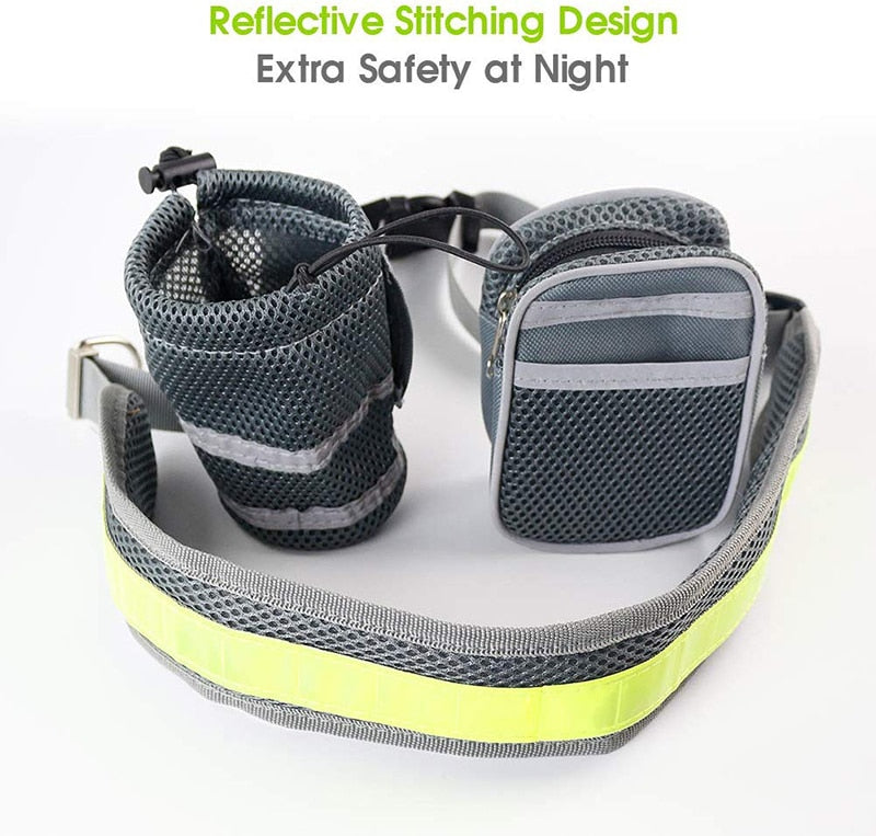 Leash Reflective waist belt with 2 pockets