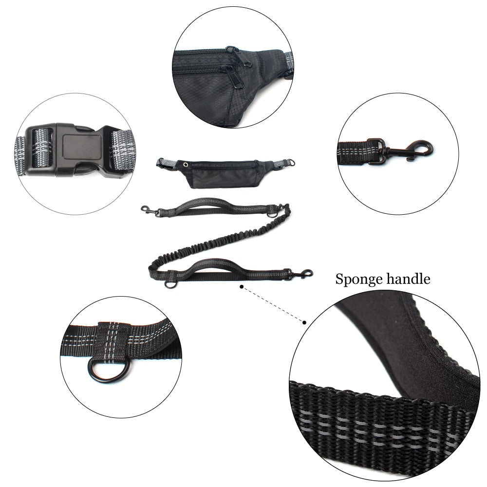 Leash Hands Free Bungee belt with pocket