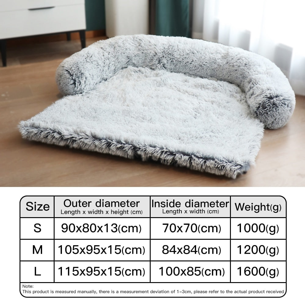 Plush Dog Bed Sofa Cover - Cozy Pet Cushion