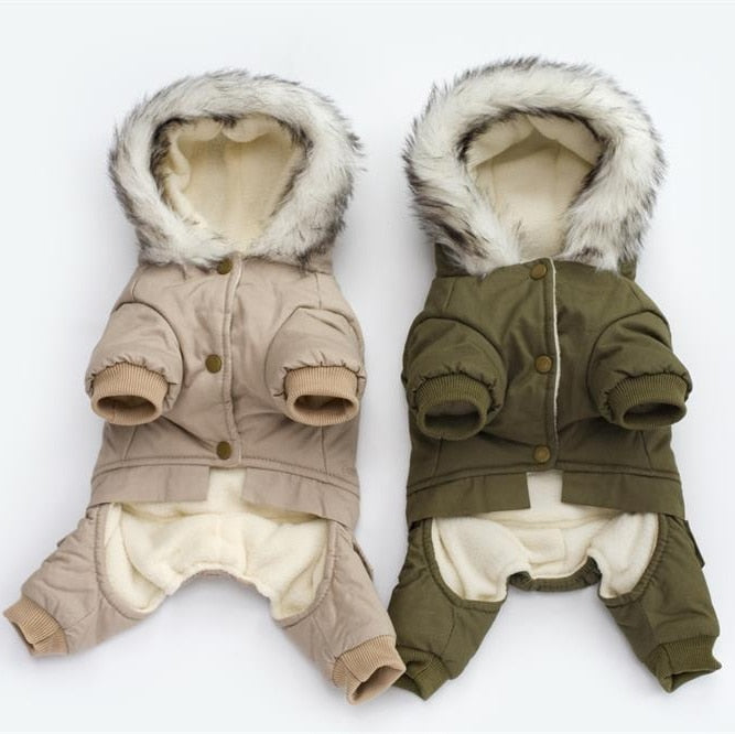 Winter snowsuit with Fur Hood for small dogs