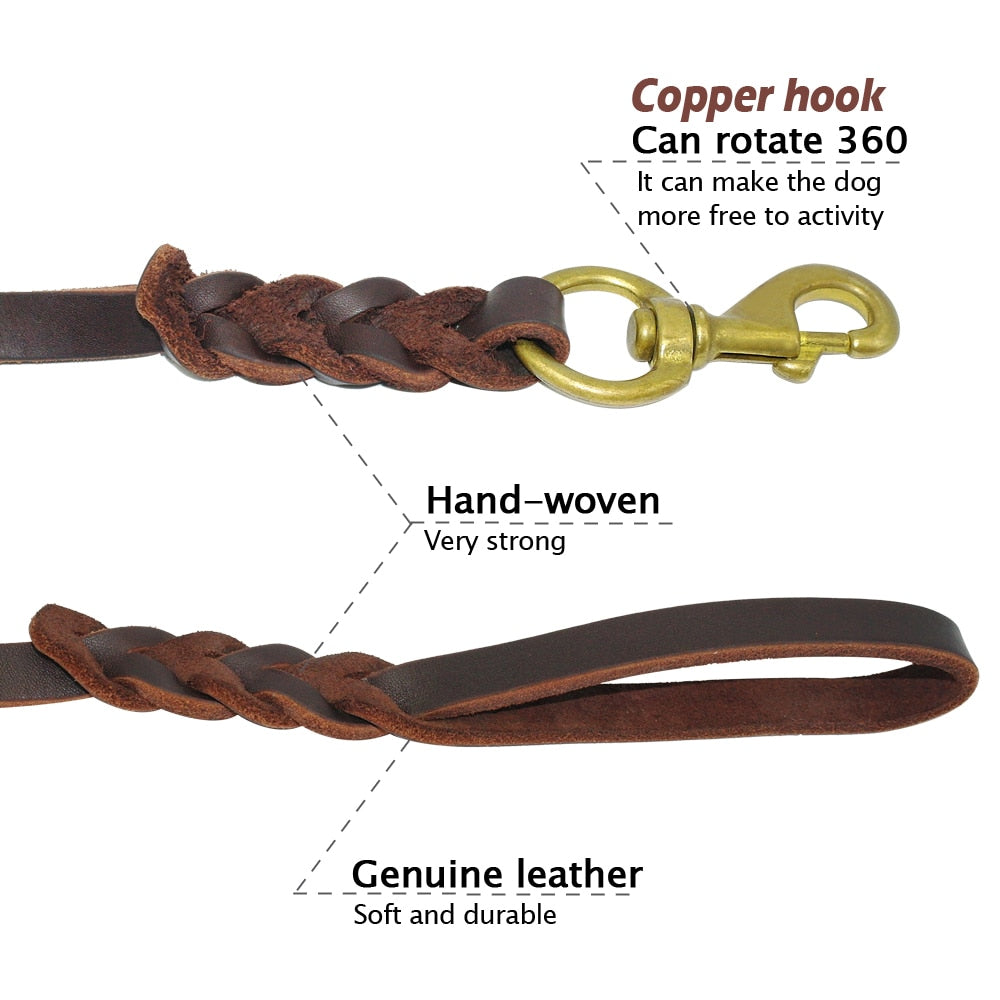 Leash Braided Leather 4ft/5ft/6ft