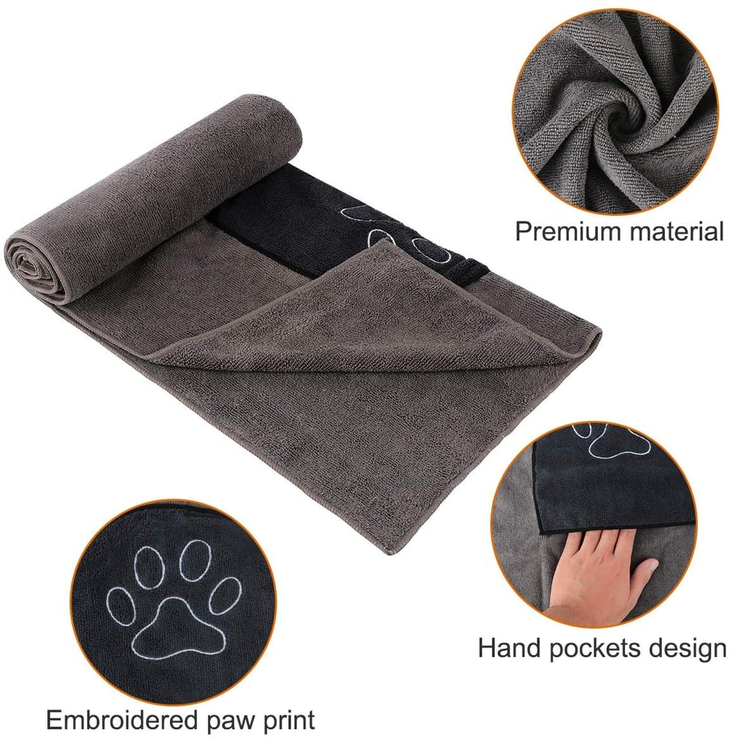 Microfiber Bath Towel with hand pockets