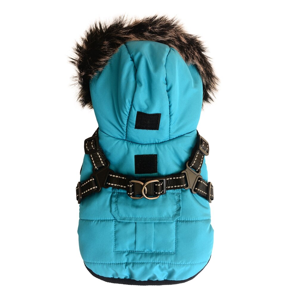 Winter Pet Dog Coat Dog Jacket with Harness Warm Soft Windproof with Hooded S-XXL with Zipper for Small Medium Dogs