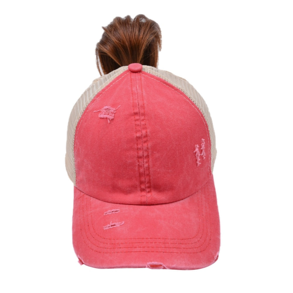 Ponytail Baseball Cap Criss Cross Snapback Hat