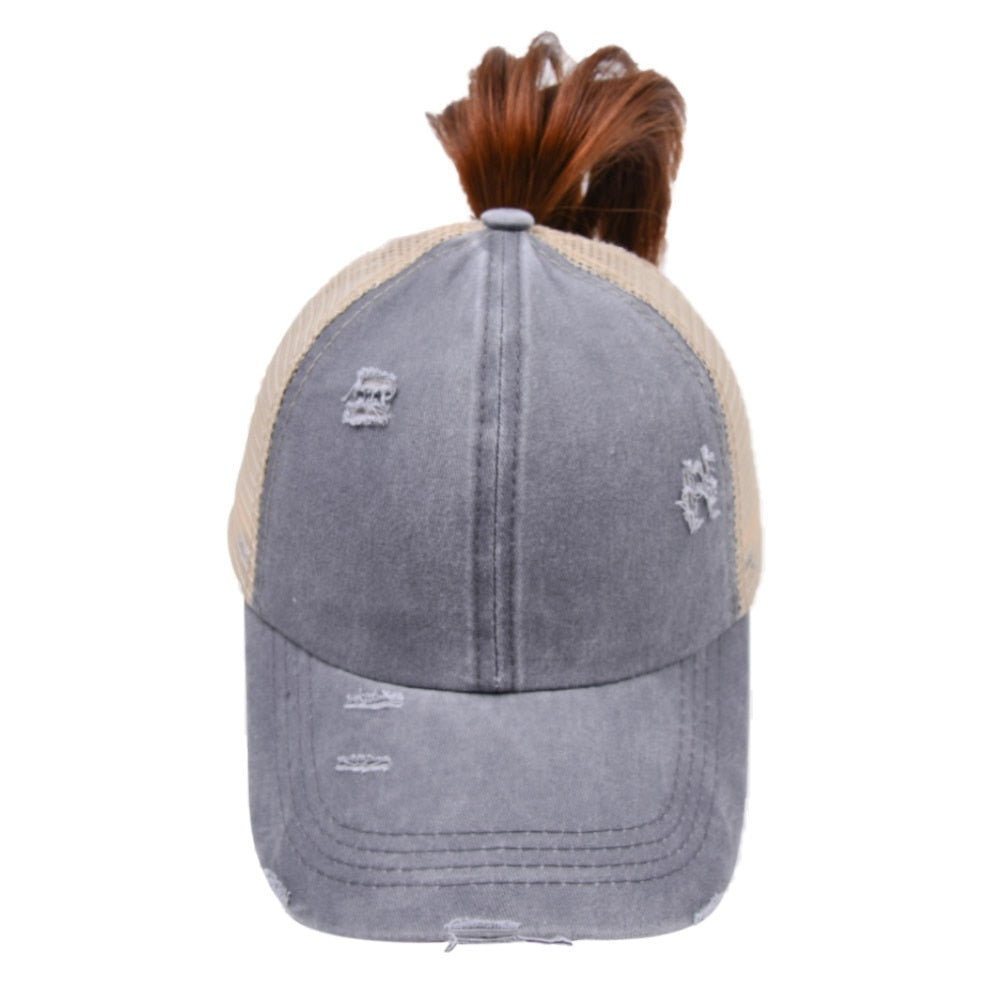 Ponytail Baseball Cap Criss Cross Snapback Hat