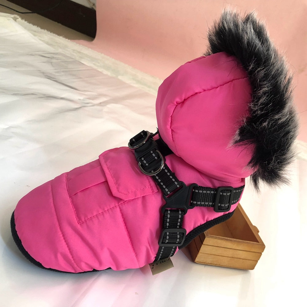 Winter Pet Dog Coat Dog Jacket with Harness Warm Soft Windproof with Hooded S-XXL with Zipper for Small Medium Dogs