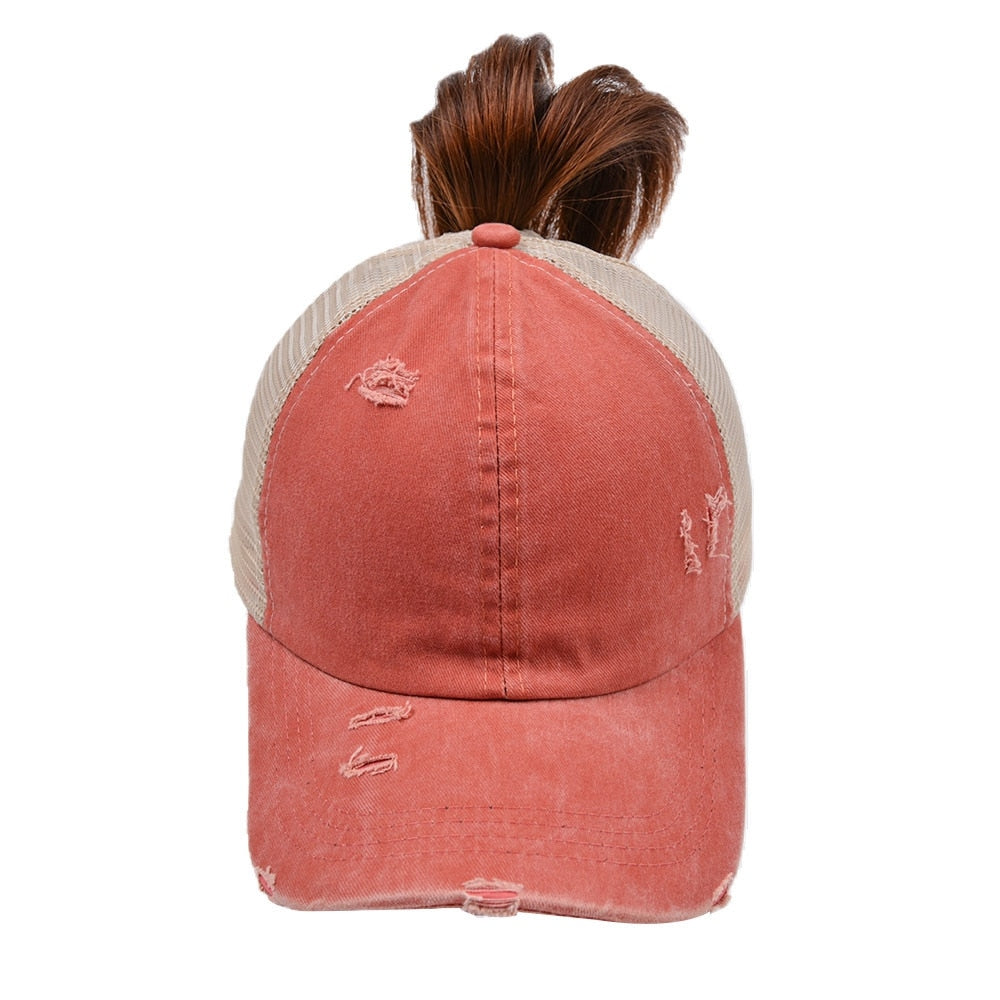 Ponytail Baseball Cap Criss Cross Snapback Hat