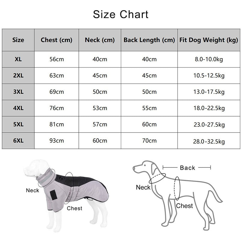 Winter Large Dog Coat XL-6XL