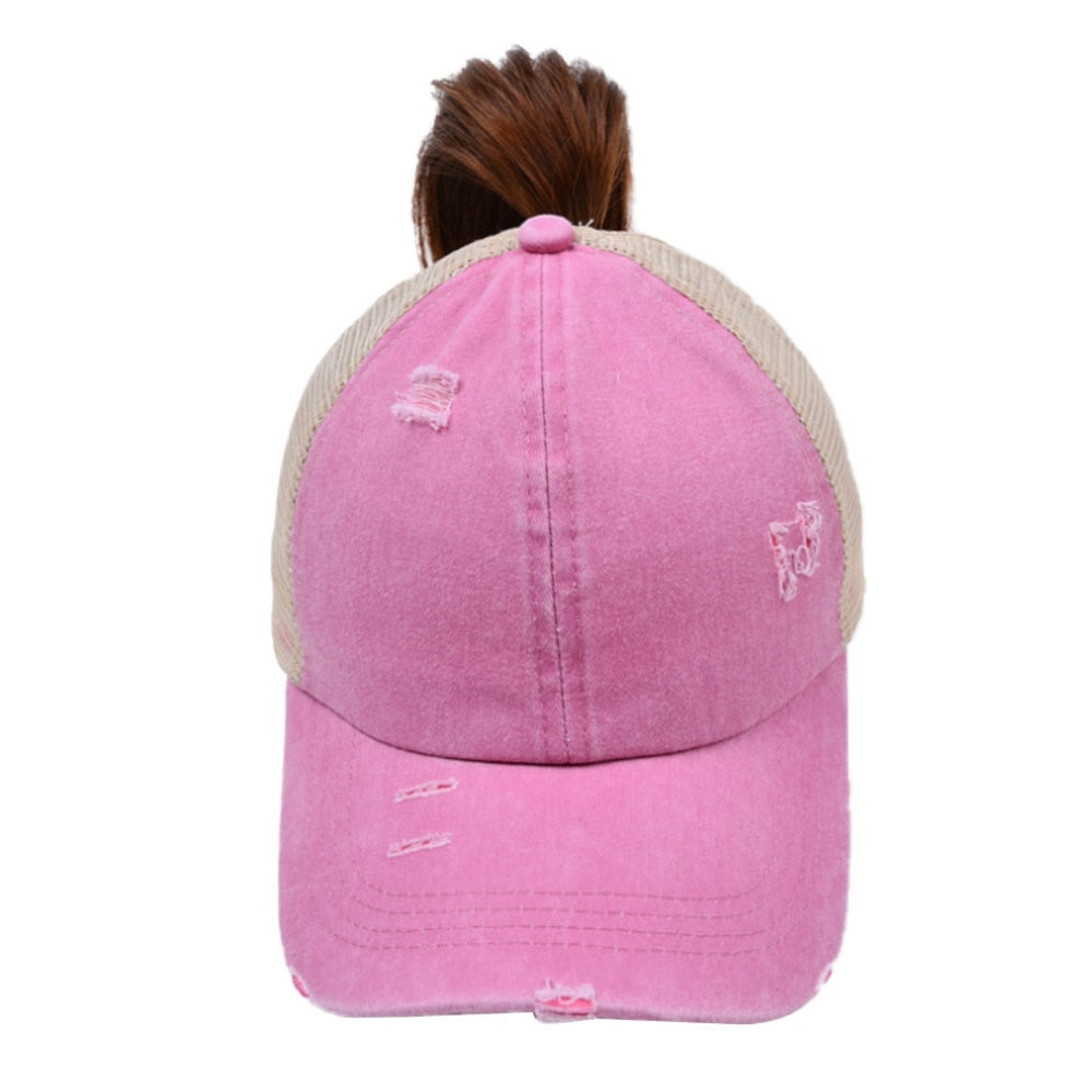 Ponytail Baseball Cap Criss Cross Snapback Hat