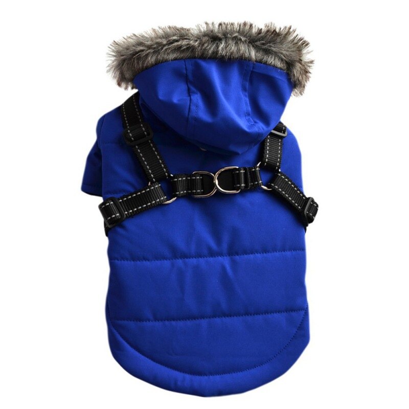 Winter Pet Dog Coat Dog Jacket with Harness Warm Soft Windproof with Hooded S-XXL with Zipper for Small Medium Dogs