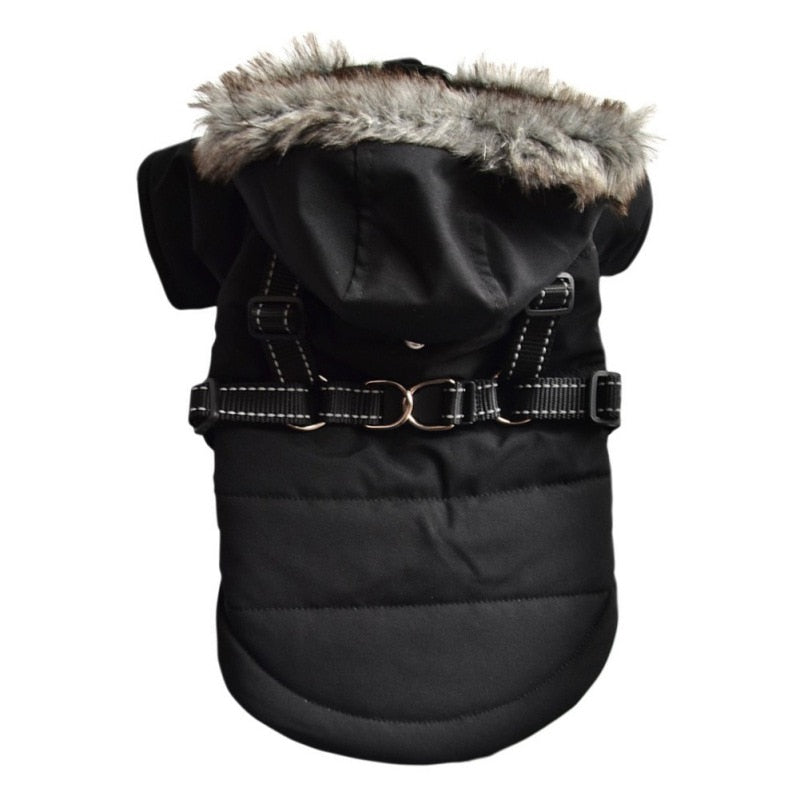 Winter Pet Dog Coat Dog Jacket with Harness Warm Soft Windproof with Hooded S-XXL with Zipper for Small Medium Dogs