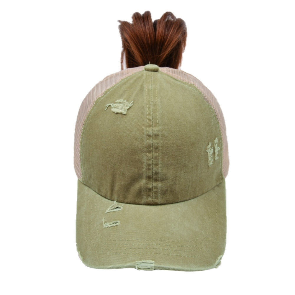 Ponytail Baseball Cap Criss Cross Snapback Hat