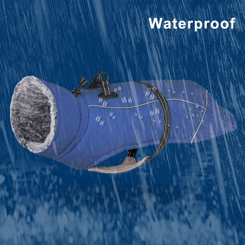 Warm Fleece lined Waterproof Winter Jacket for Large Dogs