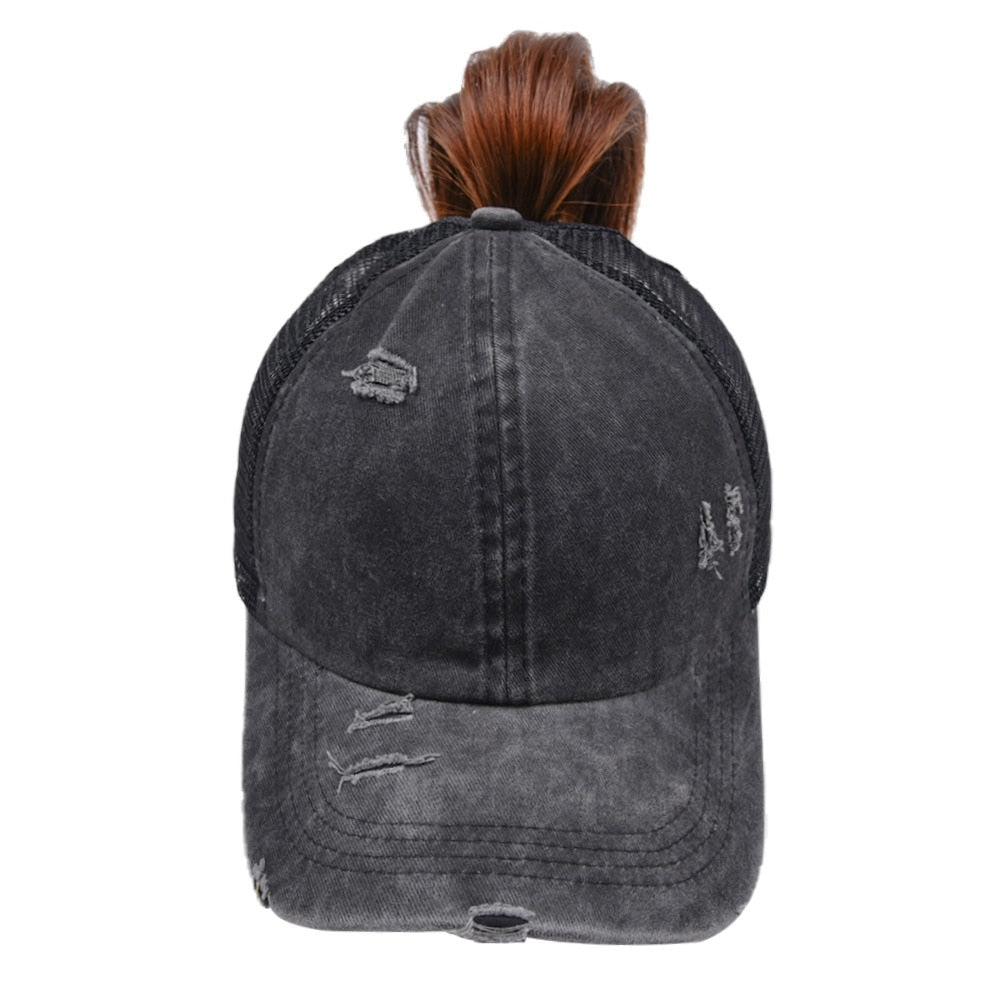 Ponytail Baseball Cap Criss Cross Snapback Hat