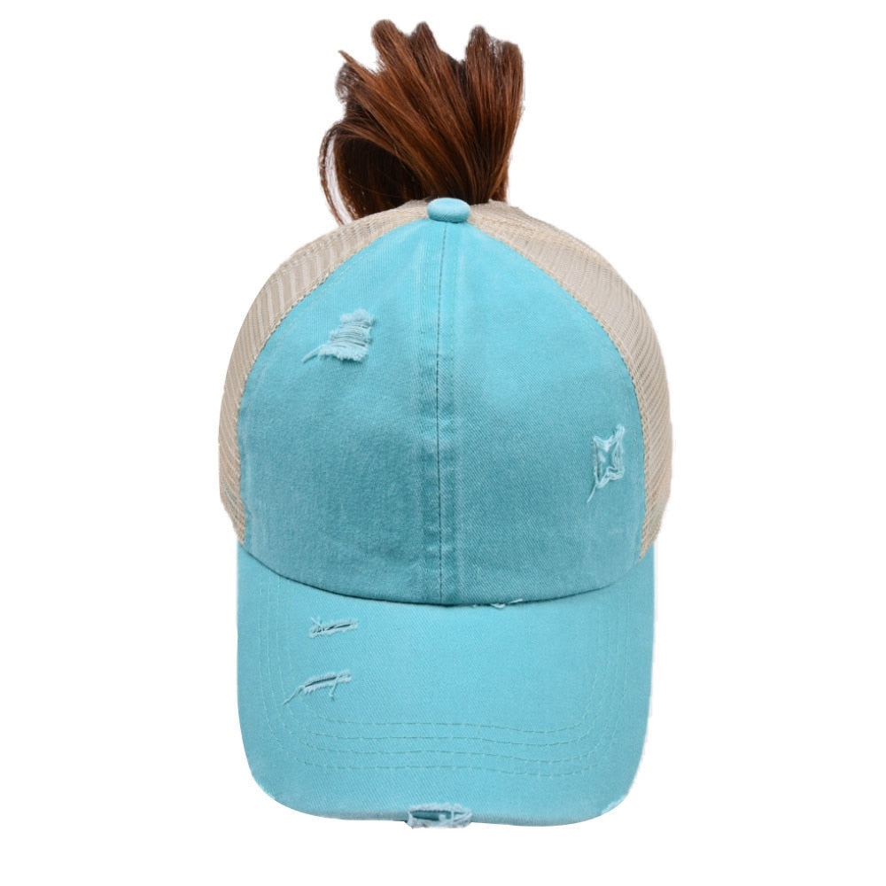 Ponytail Baseball Cap Criss Cross Snapback Hat