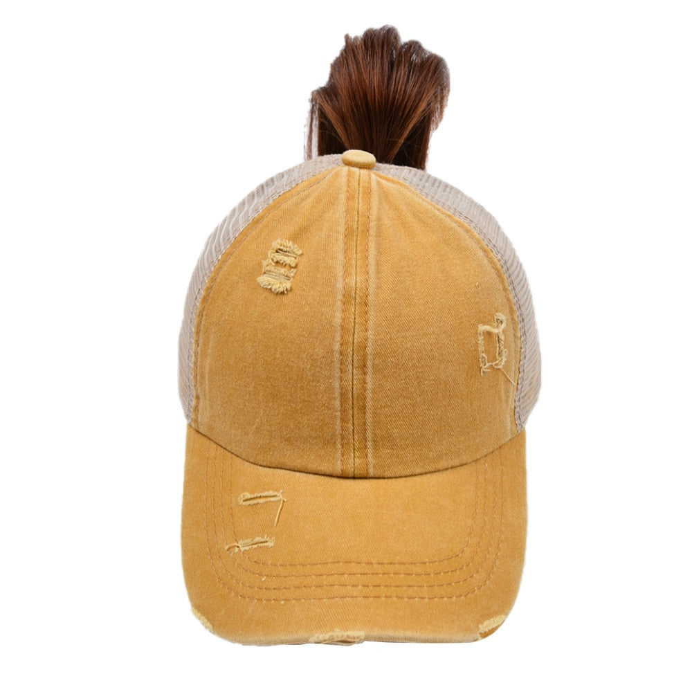 Ponytail Baseball Cap Criss Cross Snapback Hat