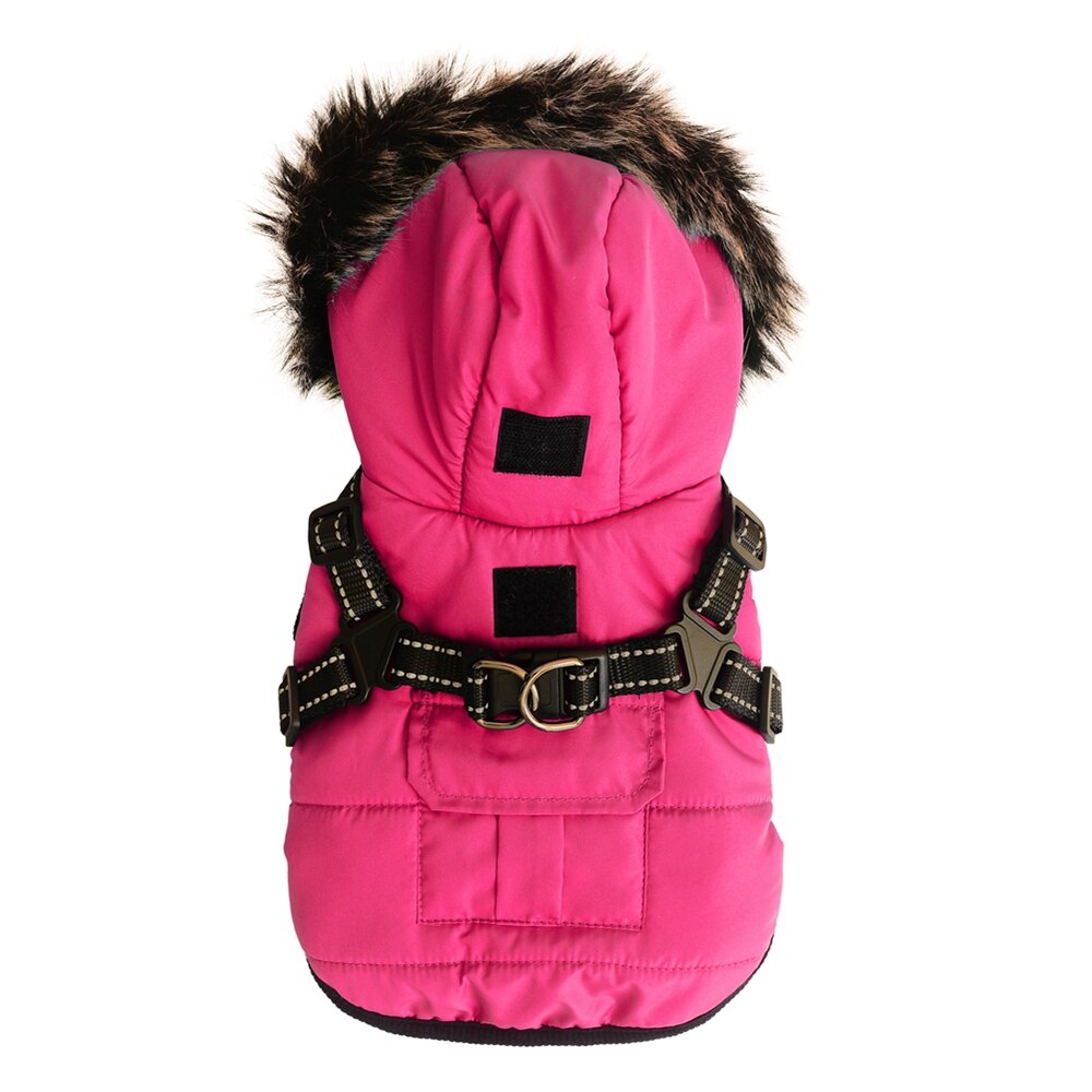 Winter Pet Dog Coat Dog Jacket with Harness Warm Soft Windproof with Hooded S-XXL with Zipper for Small Medium Dogs