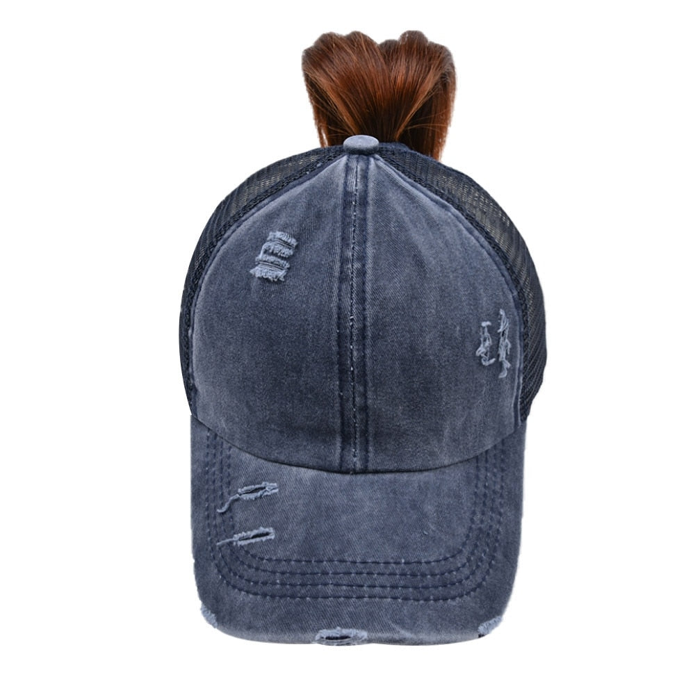 Ponytail Baseball Cap Criss Cross Snapback Hat