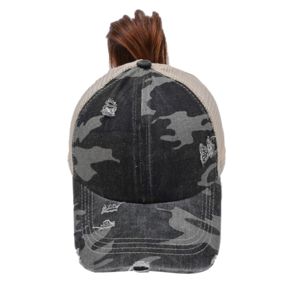 Ponytail Baseball Cap Criss Cross Snapback Hat