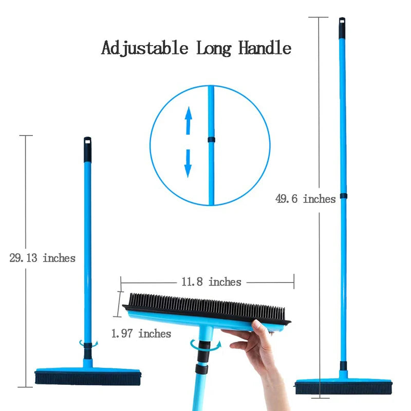 Tet Hair Push Broom with Soft Bristle Rubber Broom