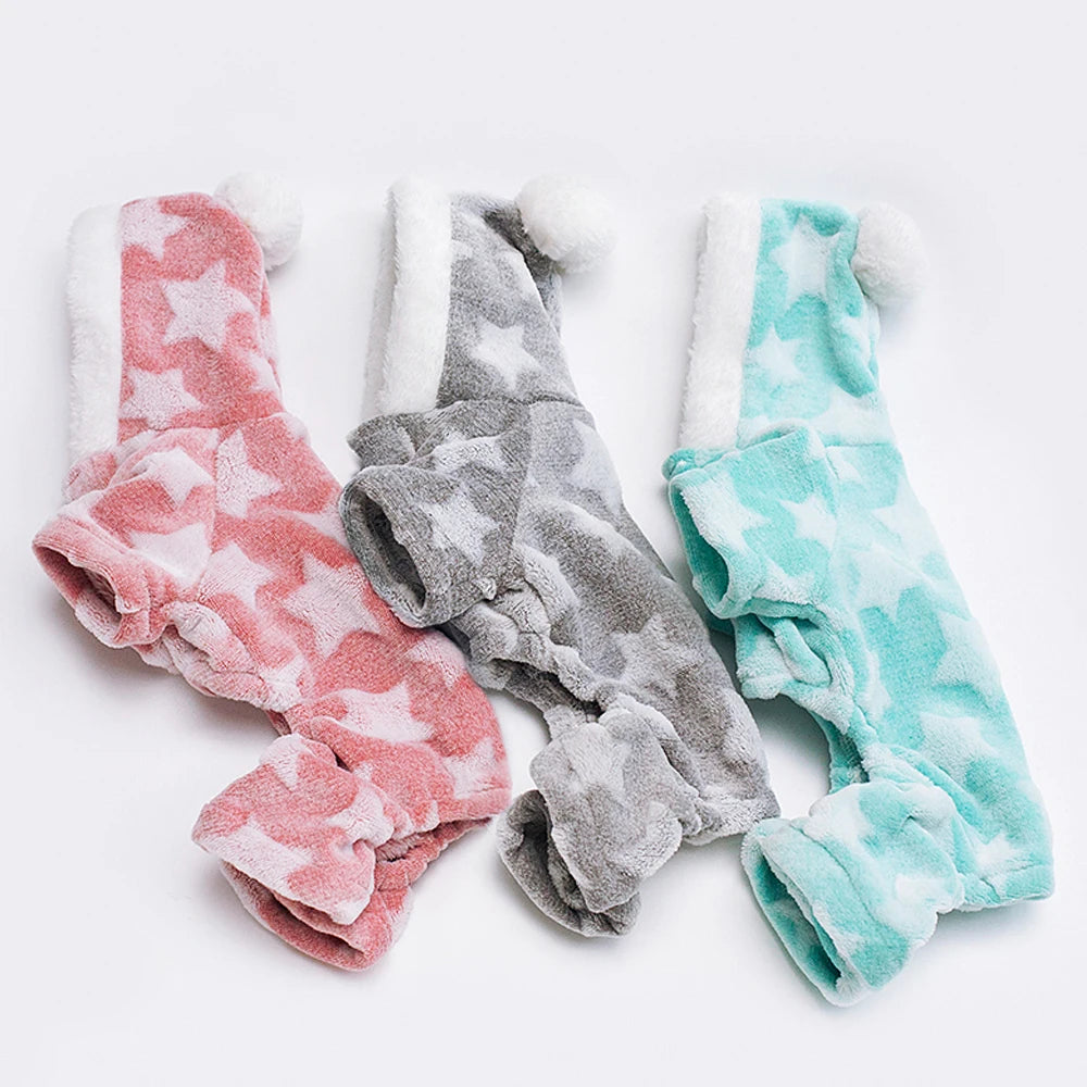 Soft Fleece Jumpsuit Hooded Pajamas For Small Medium Dogs