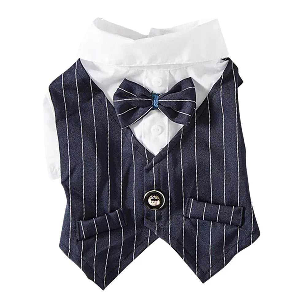 Dog Gentleman Suit | Holiday Gear Collection | Striped Bow Tie Shirt