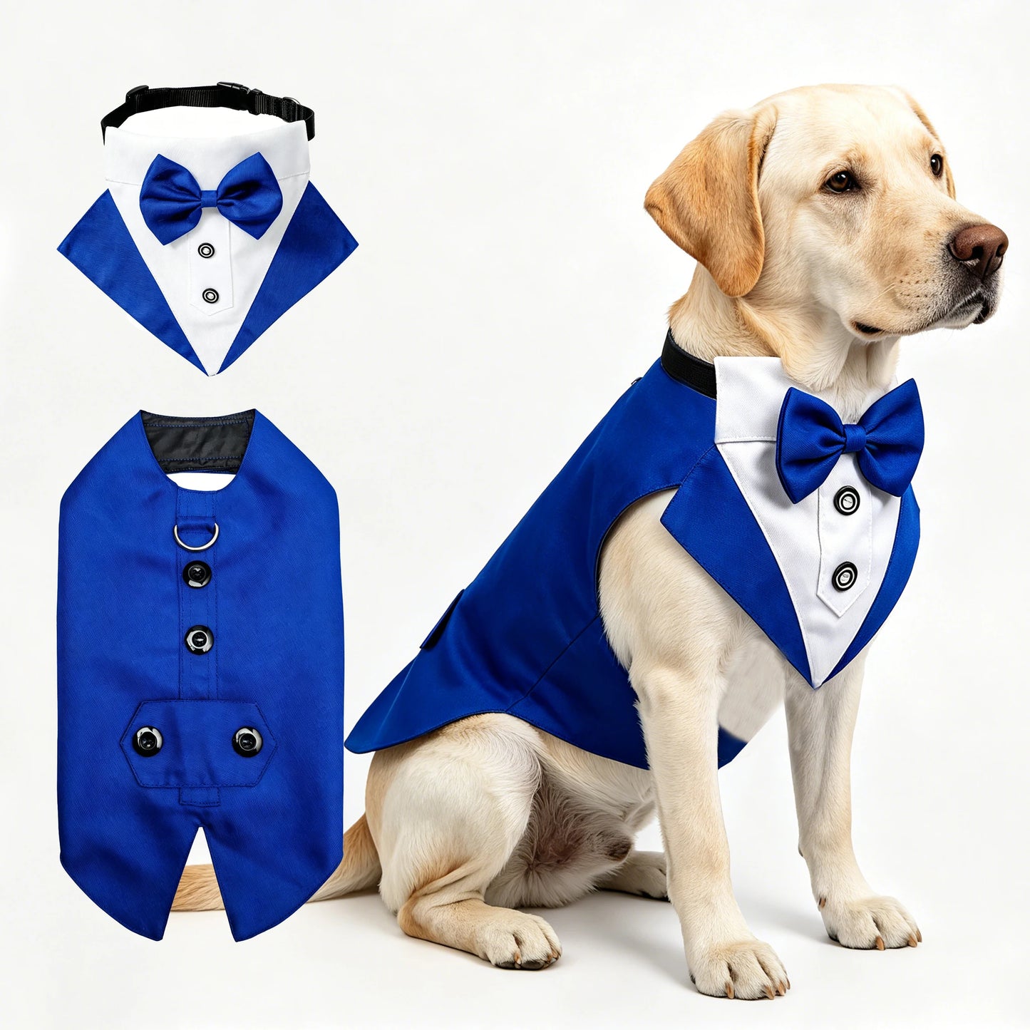 Dog Tuxedo Collar & Bandana Set | Holiday Gear Collection | Wedding Formal Outfit