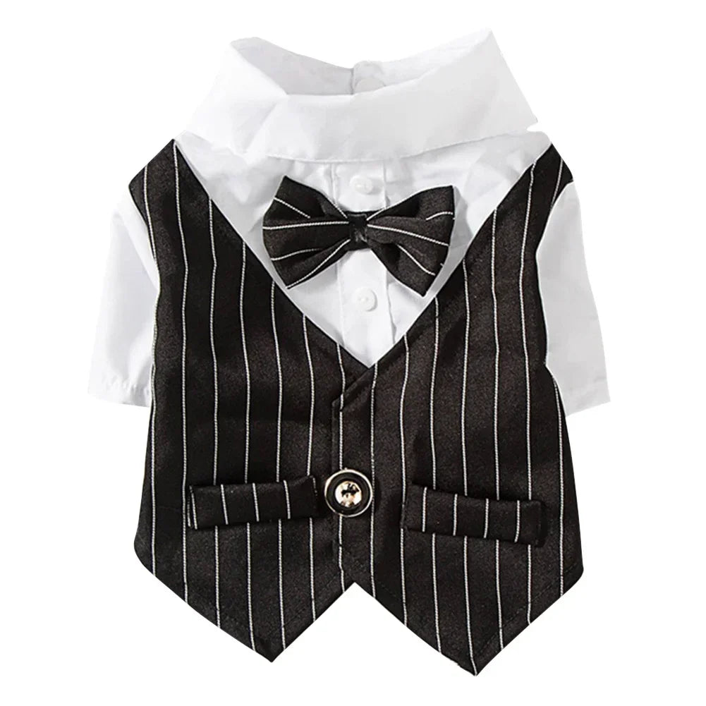 Dog Gentleman Suit | Holiday Gear Collection | Striped Bow Tie Shirt