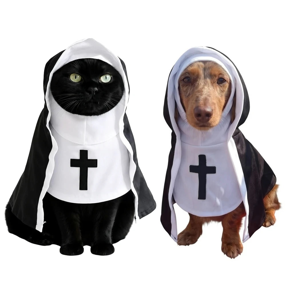 Dog Nun Halloween Costume | Holiday Gear Collection | Funny Pet Cloak & Cosplay Outfit