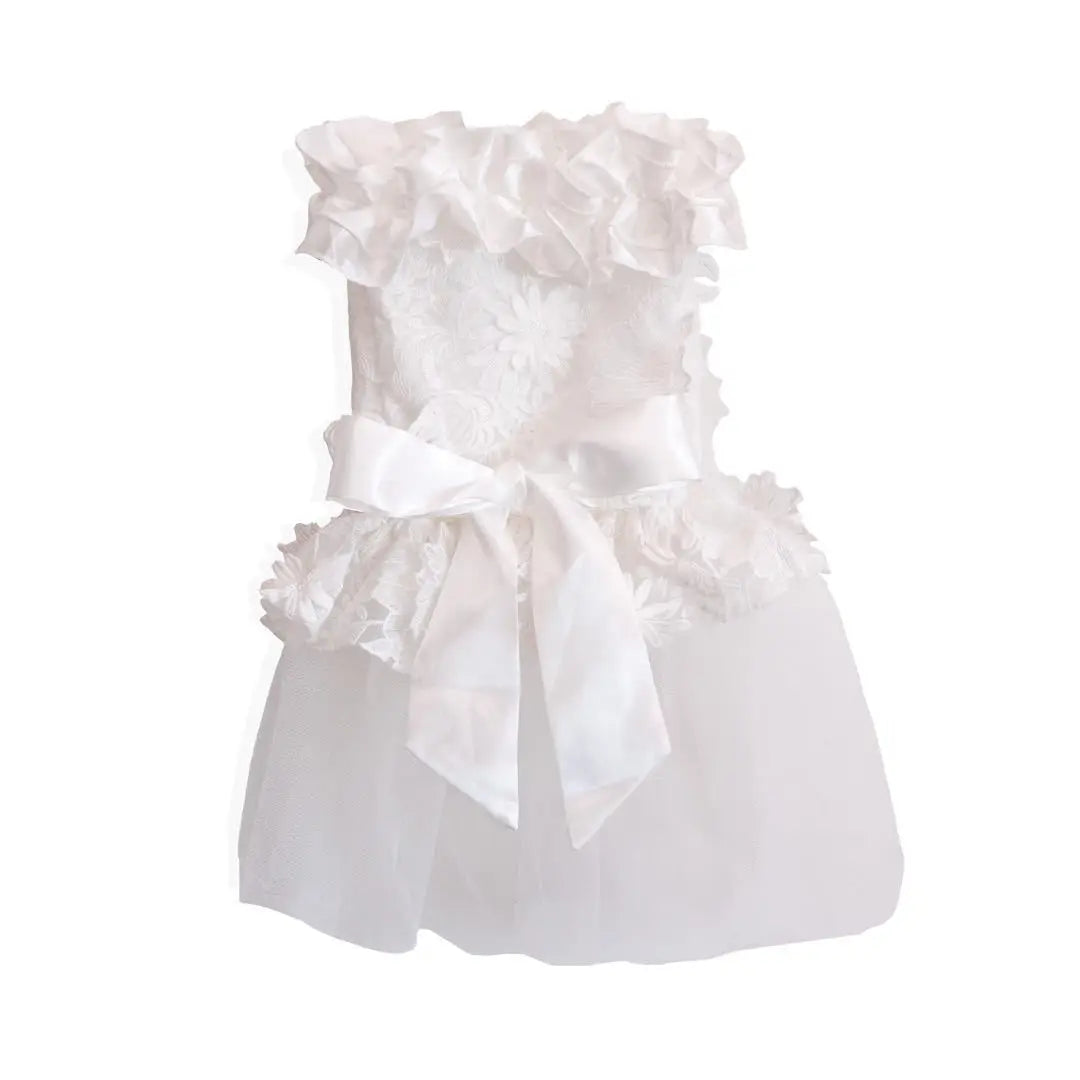 Dog Luxury Lace Wedding Dress | Holiday Gear Collection | Ruffles & Ribbon Bow Gown