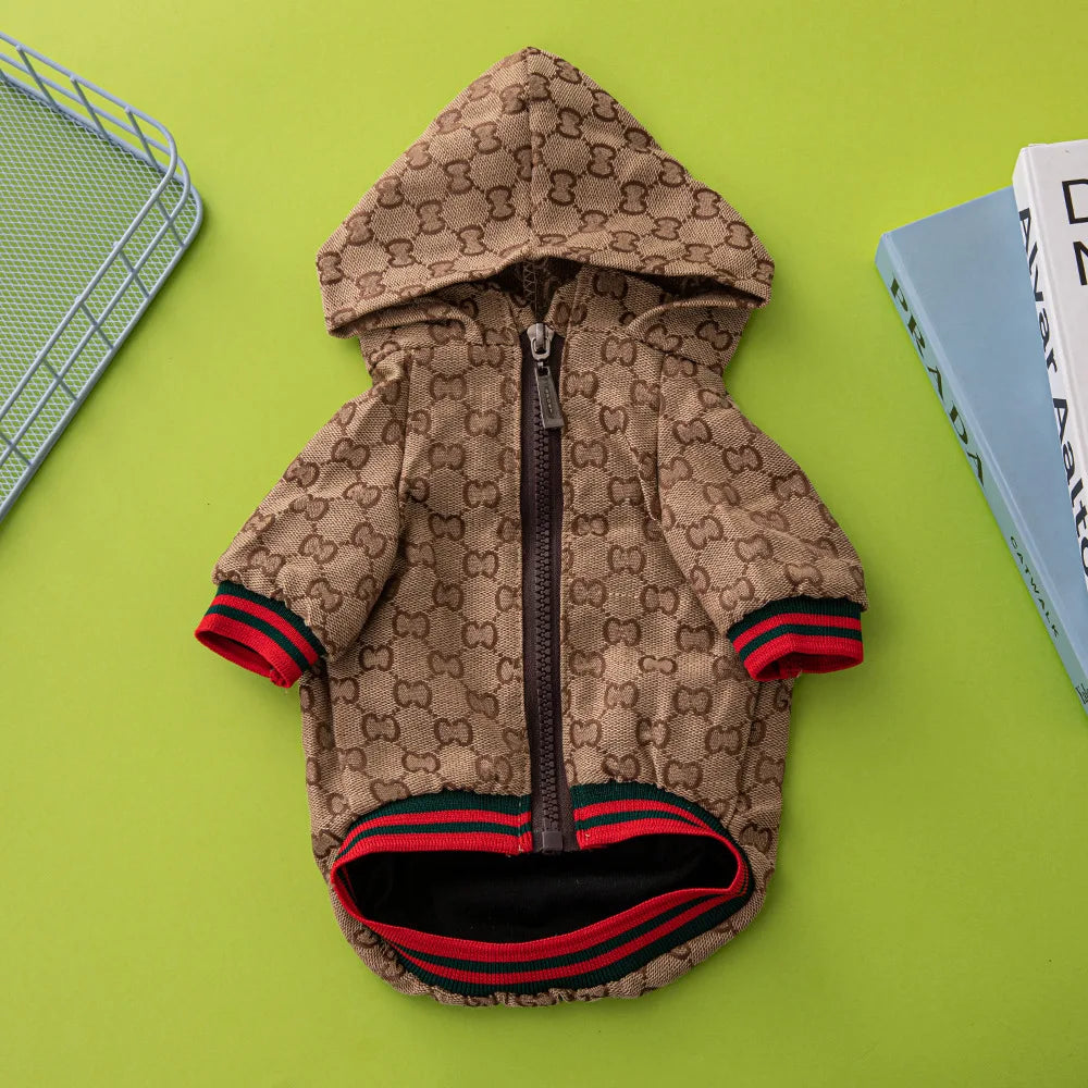Dog Luxury Hooded Jacket | Holiday Gear Collection | Fashion Linen Coat for Cool Days