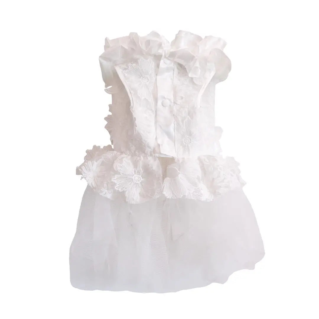 Dog Luxury Lace Wedding Dress | Holiday Gear Collection | Ruffles & Ribbon Bow Gown