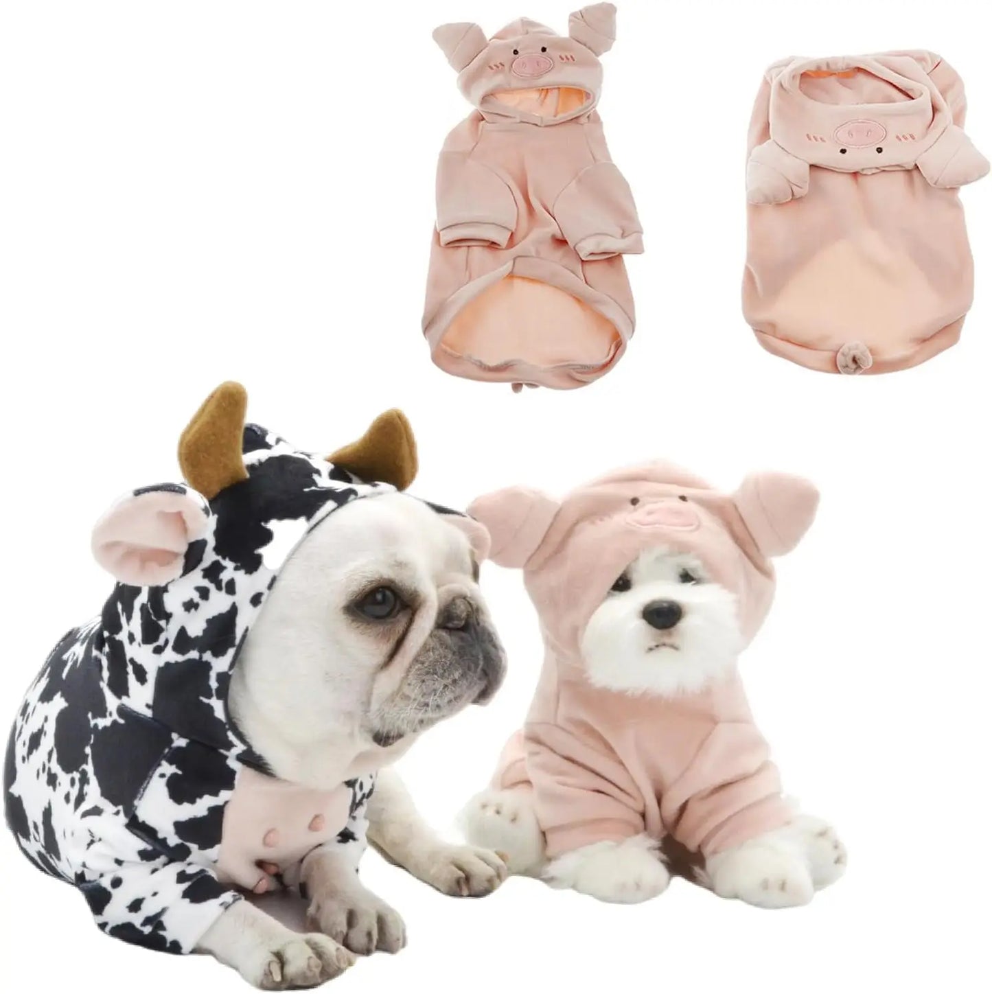 Cow and Pig Outfit for small and Medium dogs cutie Pajamas
