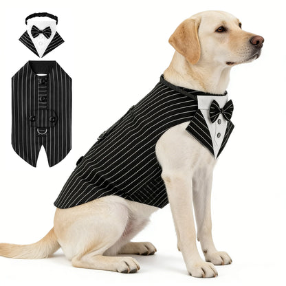 Dog Tuxedo Collar & Bandana Set | Holiday Gear Collection | Wedding Formal Outfit
