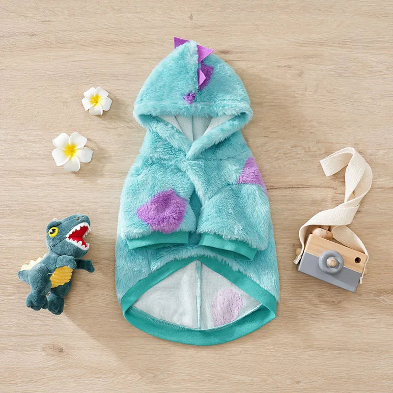 Dog Dinosaur Plush Hoodie | Holiday Gear Collection | Warm Autumn & Winter Sweater