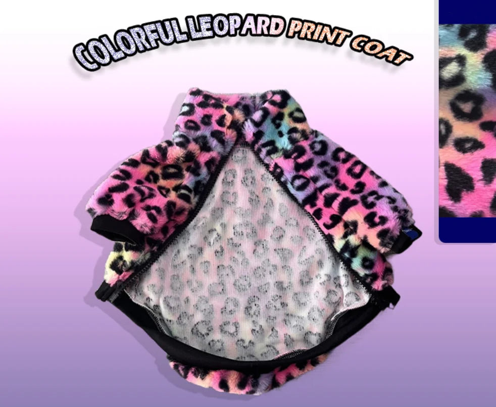 Leopard Print Fleece Winter Large Dog Sweater