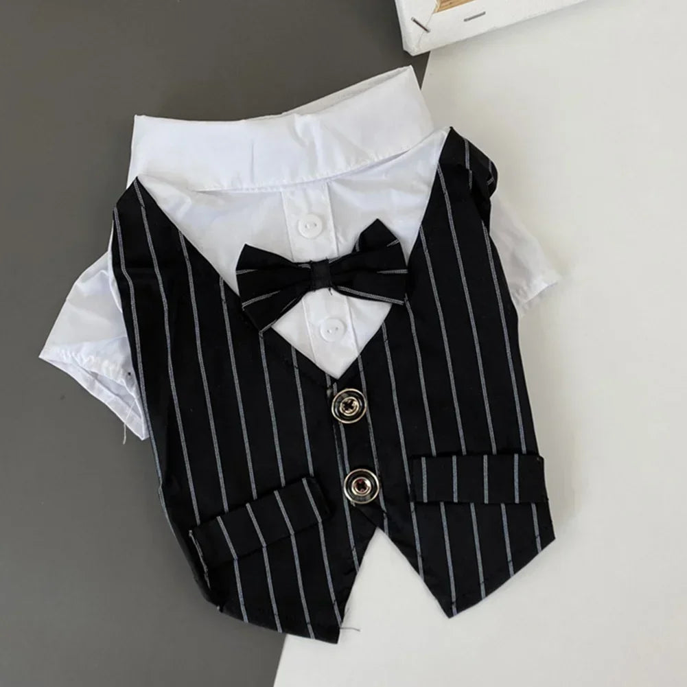 Dog Gentleman Suit | Holiday Gear Collection | Striped Bow Tie Shirt