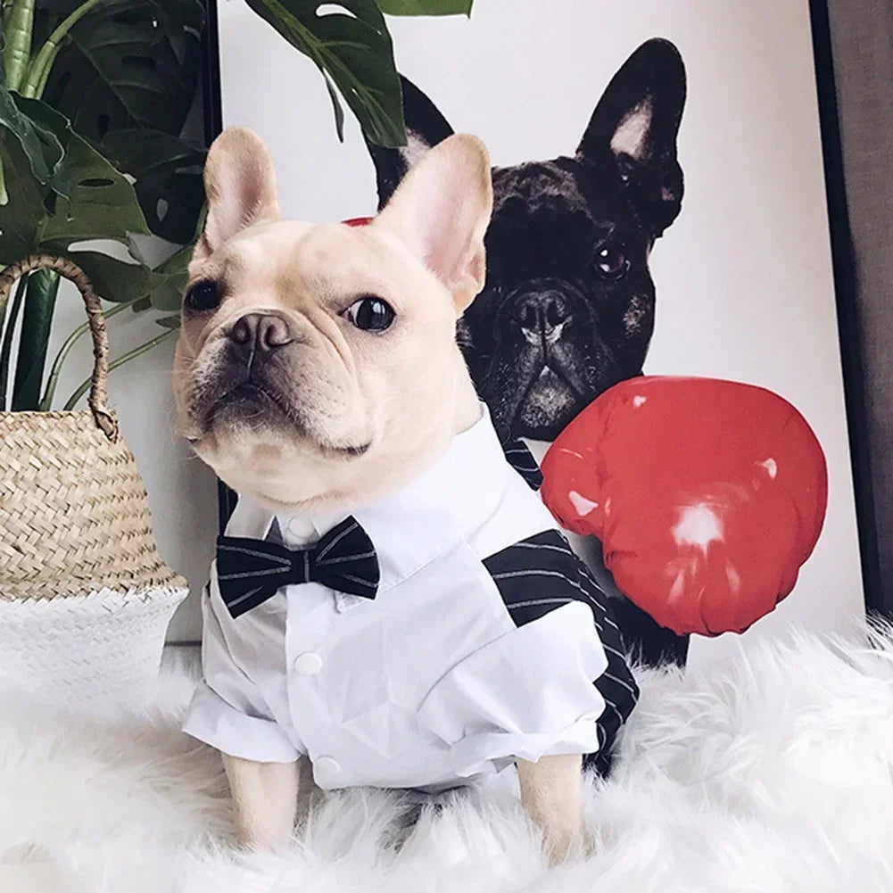 Dog Gentleman Suit | Holiday Gear Collection | Striped Bow Tie Shirt