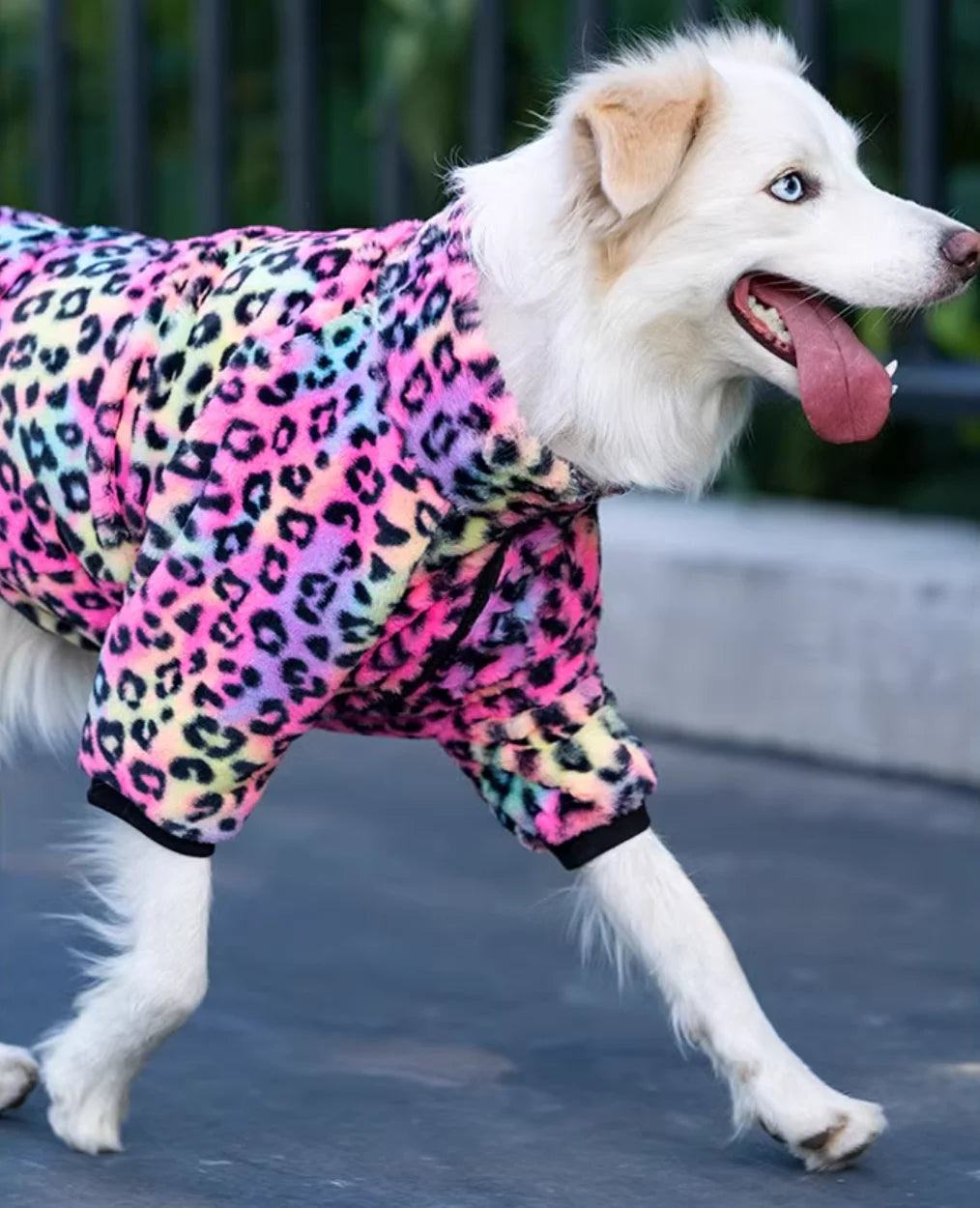 Leopard Print Fleece Winter Large Dog Sweater