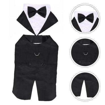 Dog Formal Tuxedo Suit | Holiday Gear Collection | Wedding & Evening Wear with Bow Tie