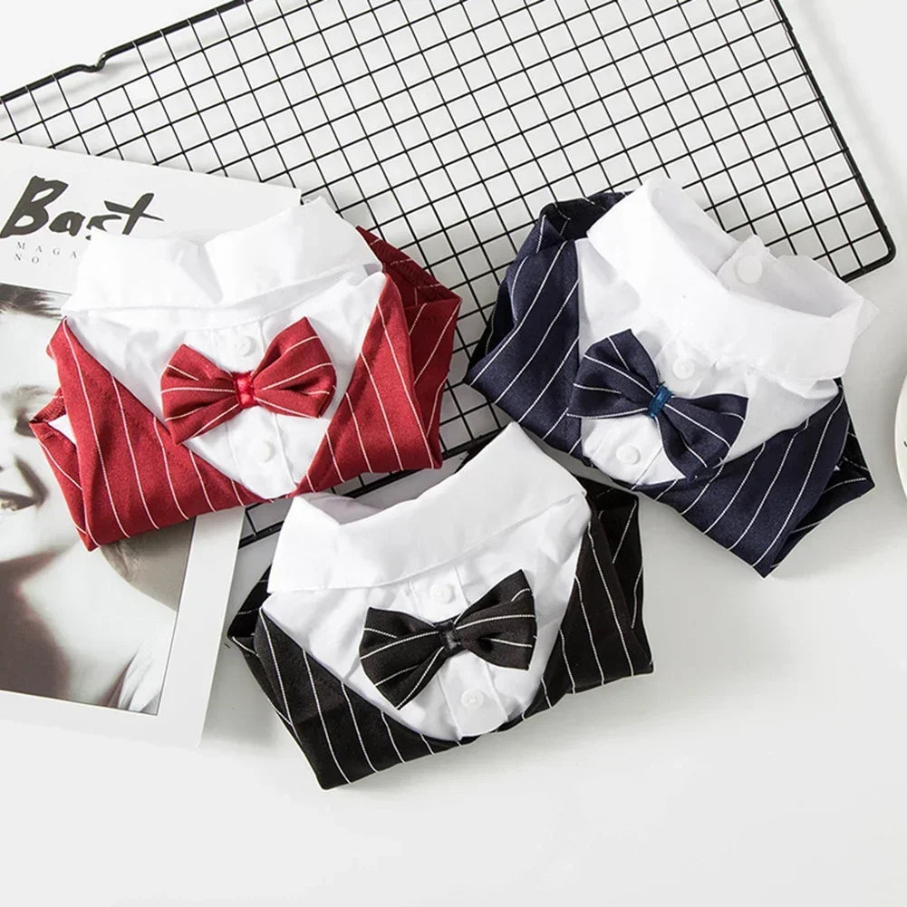 Dog Gentleman Suit | Holiday Gear Collection | Striped Bow Tie Shirt