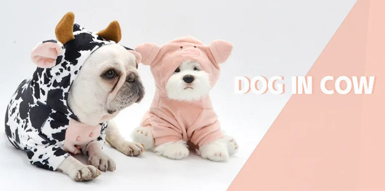 Cow and Pig Outfit for small and Medium dogs cutie Pajamas