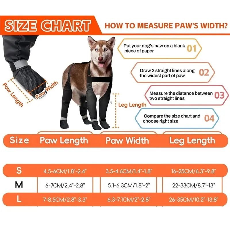Large Dog Suspender Boots, Rain Boots,Waterproof Snow Pants, Paw Protectors